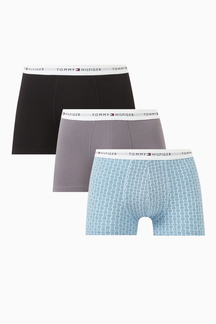 

Logo Boxers in Cotton, Set of 3, Grey