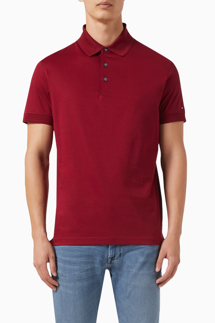 

Mercerized Slim-fit Polo T-shirt in Cotton-jersey, Red