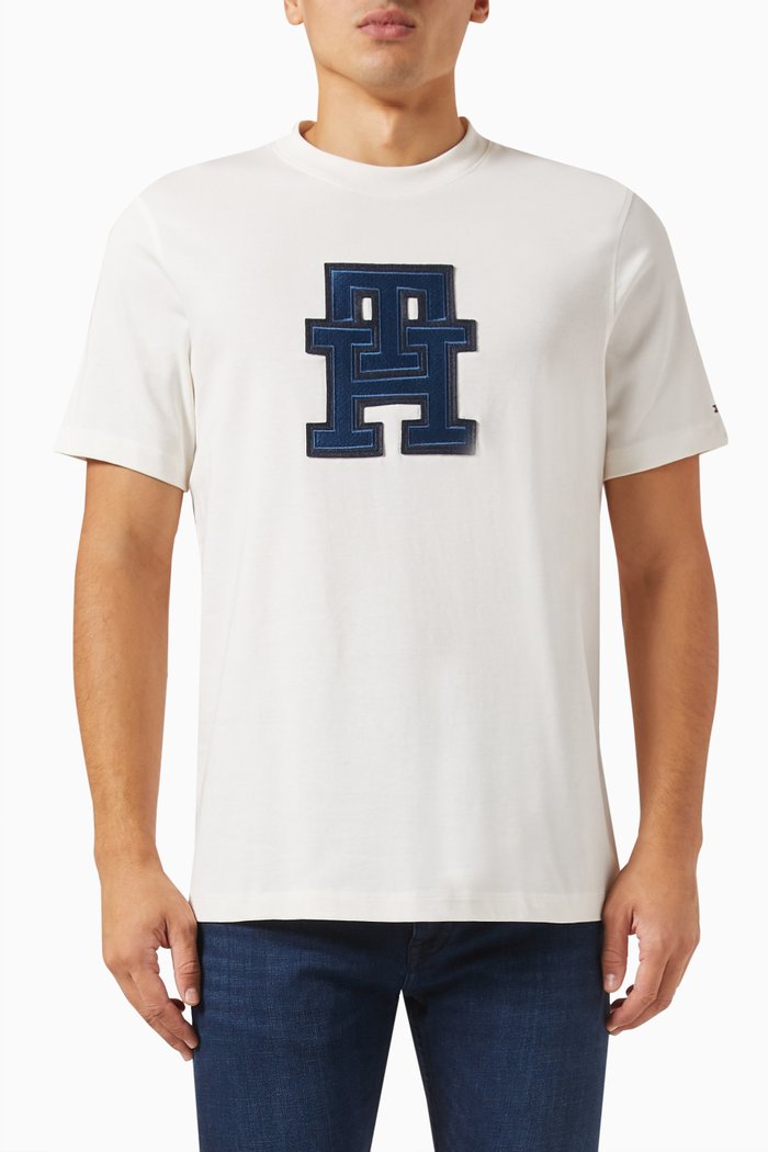 

TH Monogram Appliqué T-shirt in Jersey, White