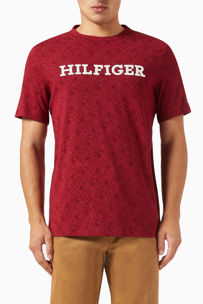 

TH Monogram All-over print T-shirt in Jersey, Red