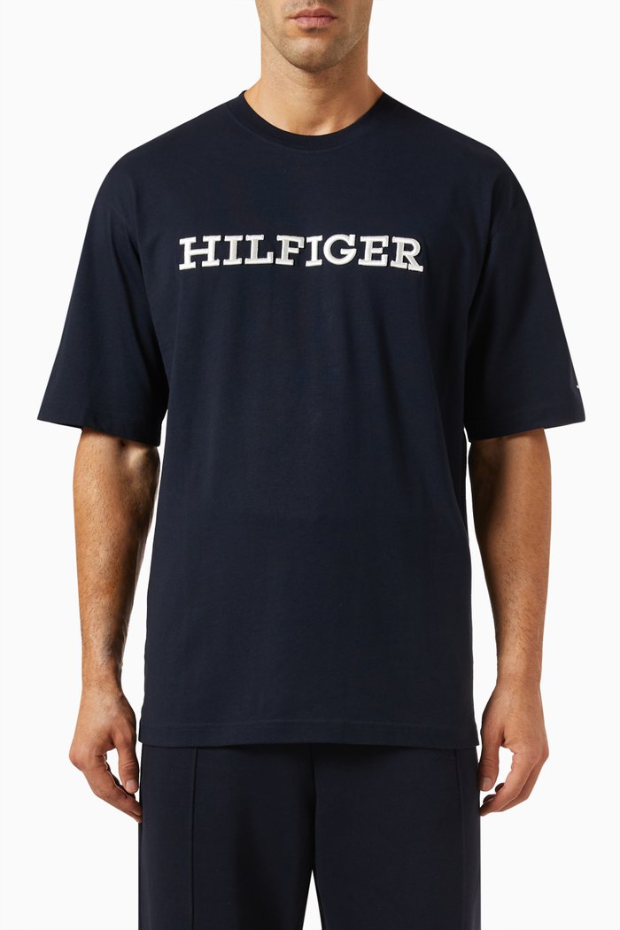 

Monotype Embroidered T-shirt in Cotton, Blue