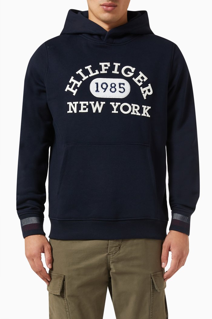 

Monotype College Logo Hoodie in Cotton-blend, Blue