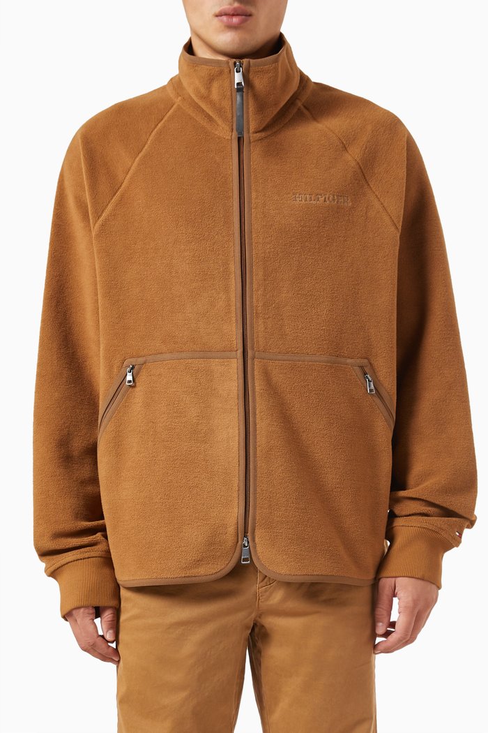 

Monotype Zip-up Jacket in Brushed Cotton, Neutral