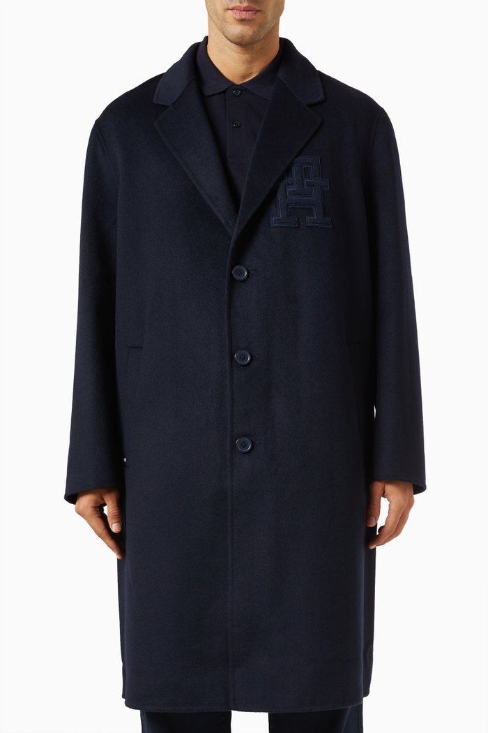 

Monogram Coat in Wool Blend, Blue