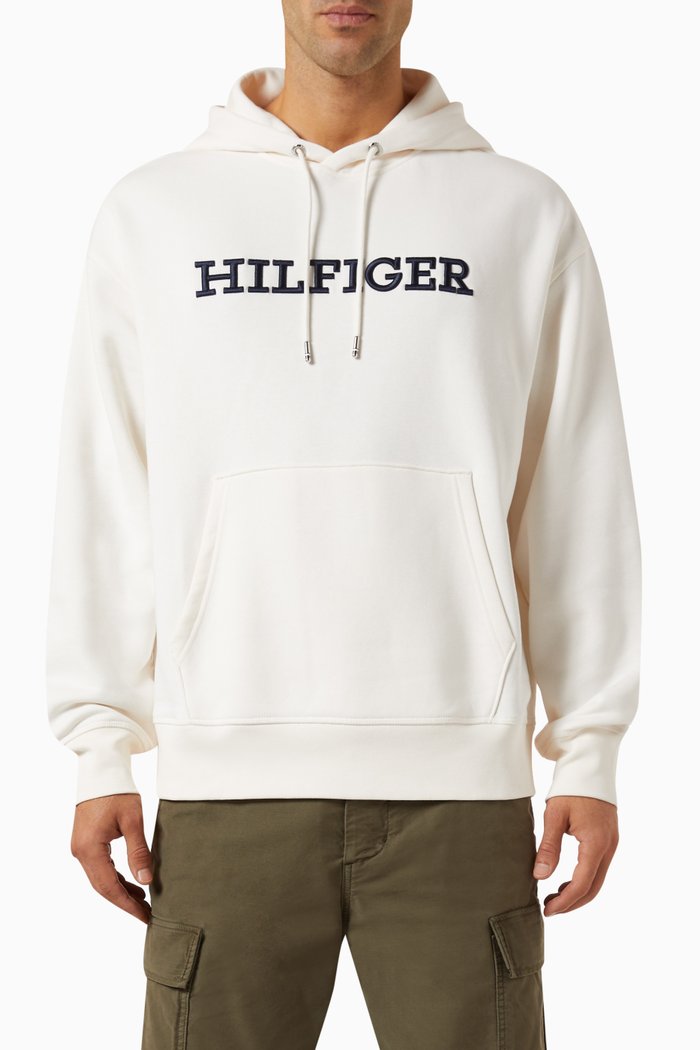 

Monotype Embroidered Hoodie in Cotton-fleece, White