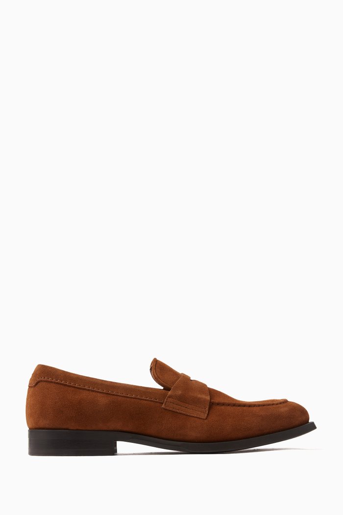 

Logo Slip-on Loafers in Suede, Brown