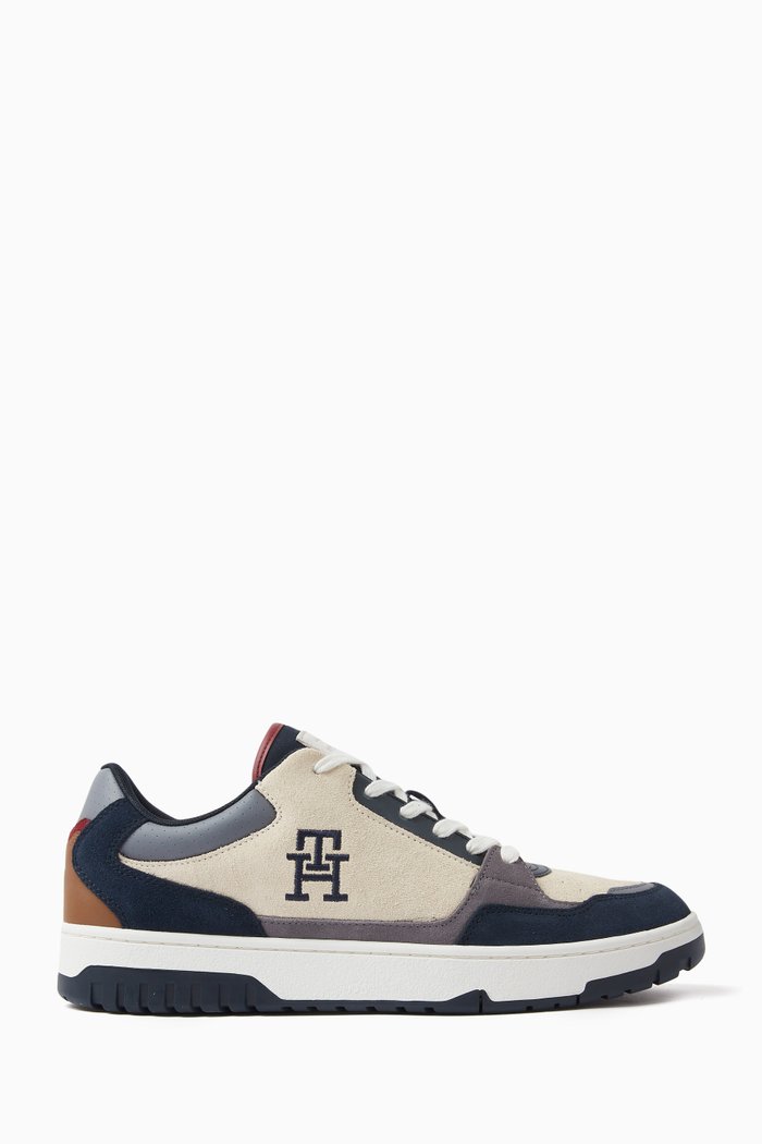 

TH Monogram Basketball Sneakers in Suede, Multicolour