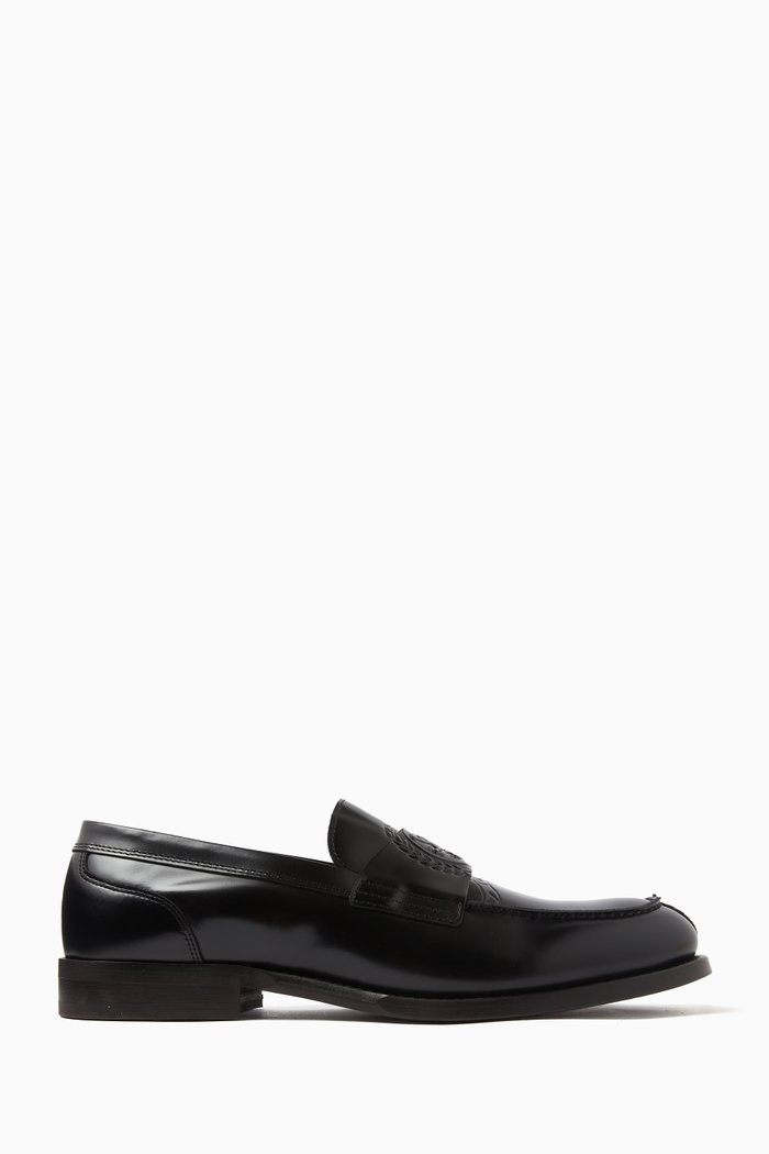 

Crest Slip-on Loafers in Leather, Black