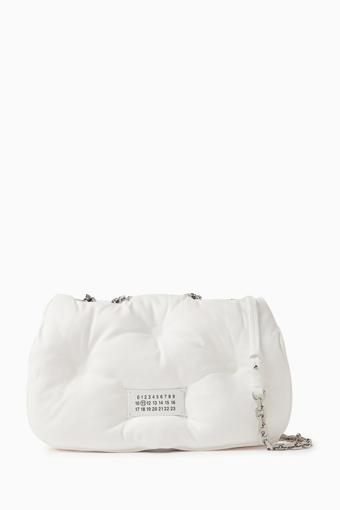 

Glam Slam Flap Shoulder Bag in Quilted Nappa, White