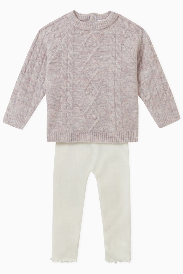 

Knit Sweatshirt Set, Purple