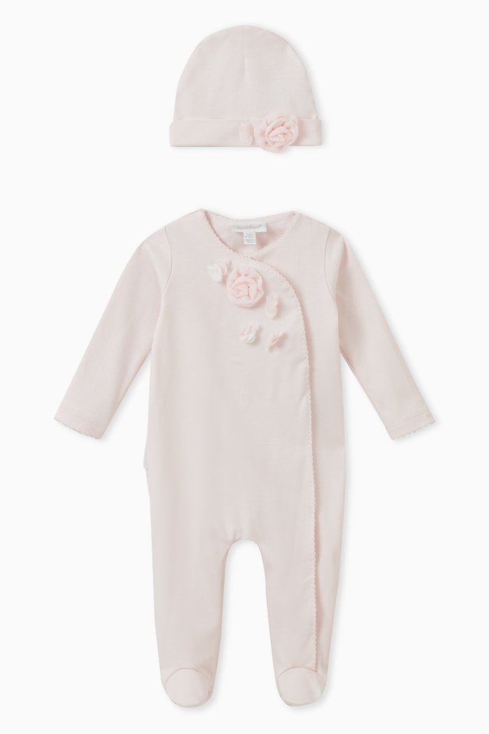 

Floral-applique Sleepsuit Set in Cotton, Pink