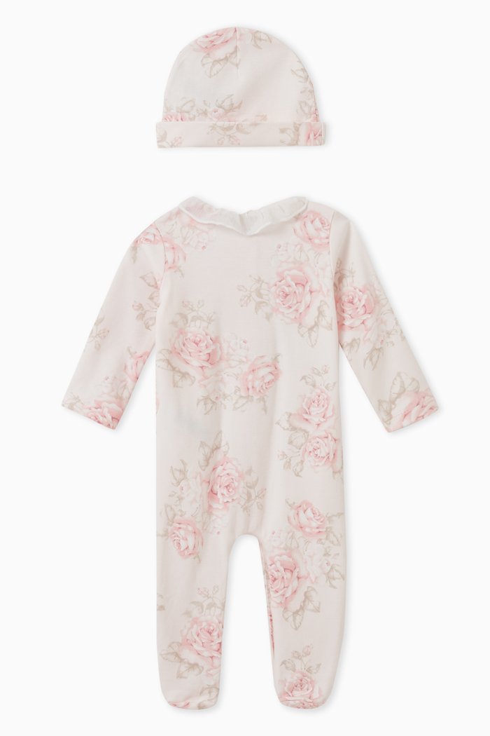 

Floral-print Sleepsuit Set in Cotton, Pink