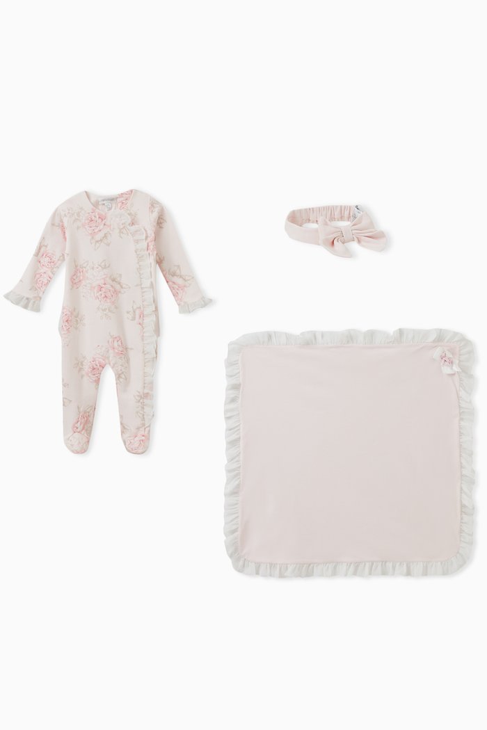 

Floral-print Sleepsuit Set in Cotton, Pink