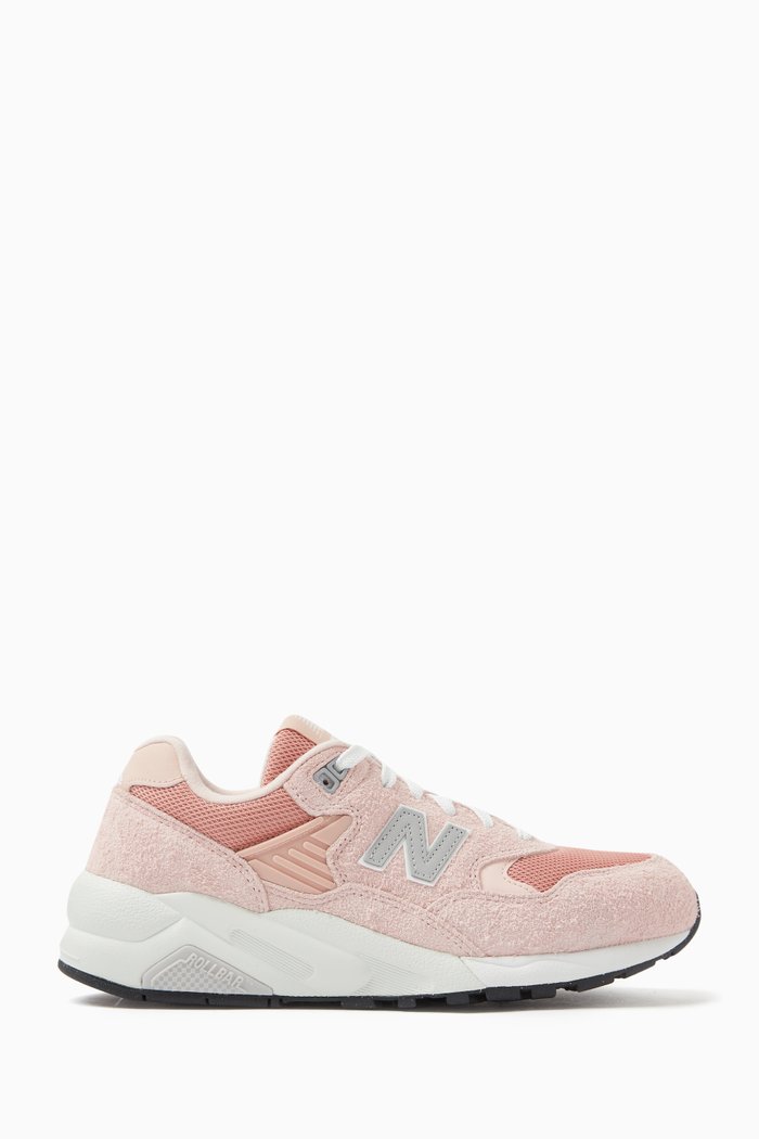 

580 Hairy Sneakers in Suede and Mesh, Pink