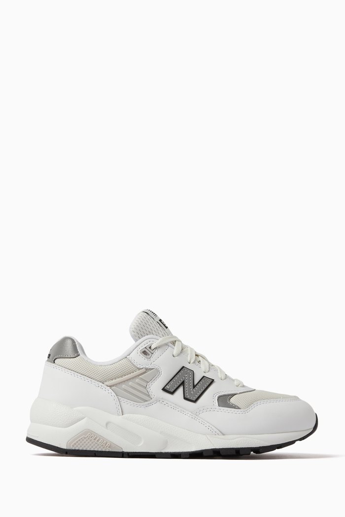 

580 Elevated Sneakers in Mesh & Suede, White