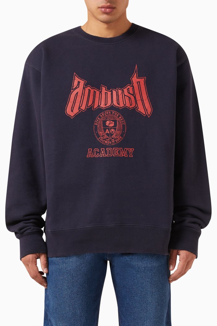 

Graphic Logo-print Sweatshirt in Cotton Blend, Blue
