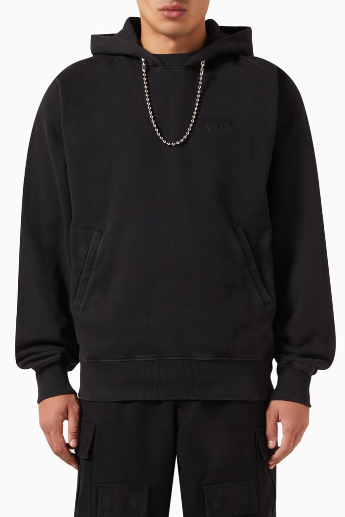 

Ball-chain Hoodie in Cotton, Black
