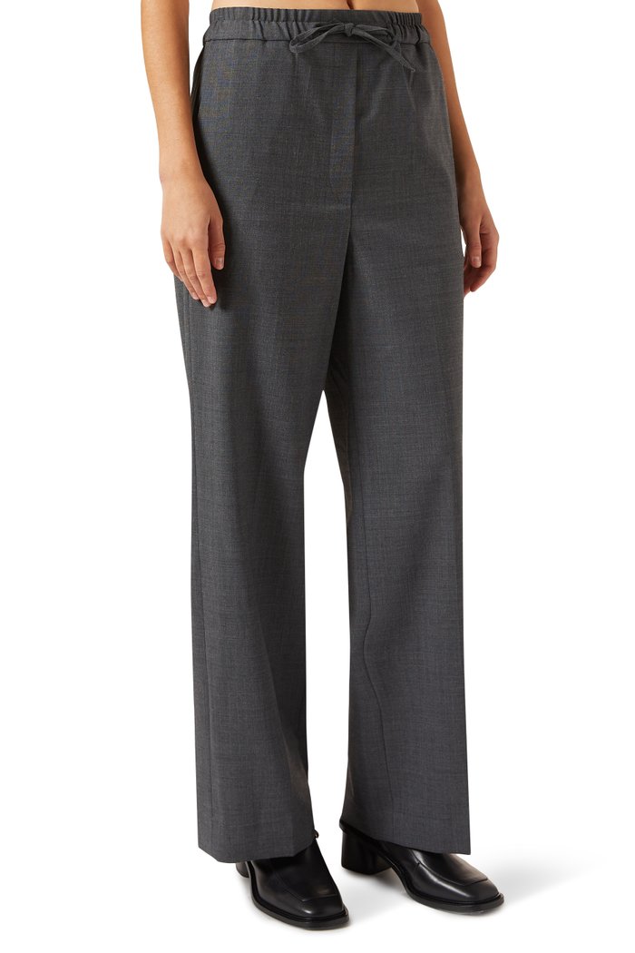 

Wide-leg Trousers in Wool-blend, Grey