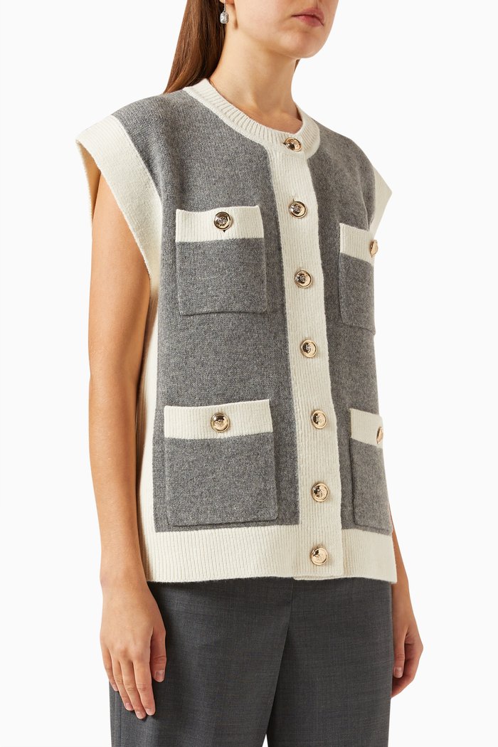 

Loose Sleeveless Coatigan in Wool, Grey