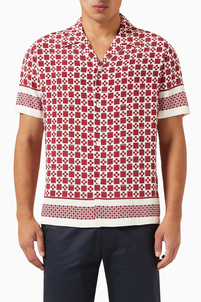 

Square Cross Shirt in Viscose, Red