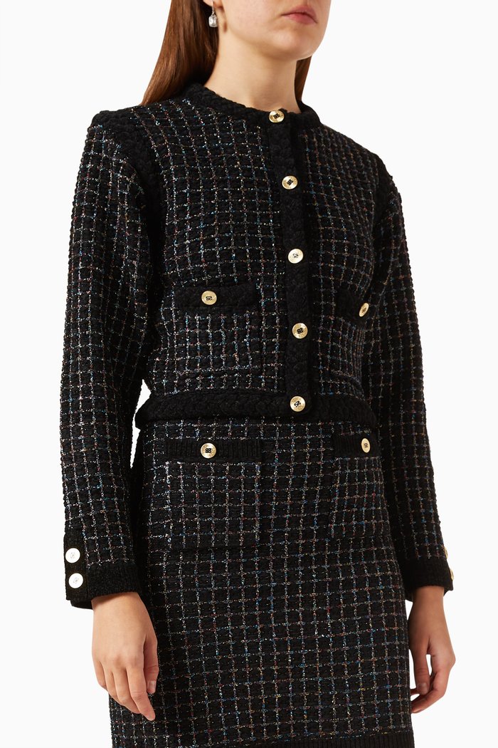 

Cropped Coatigan in Tweed, Black