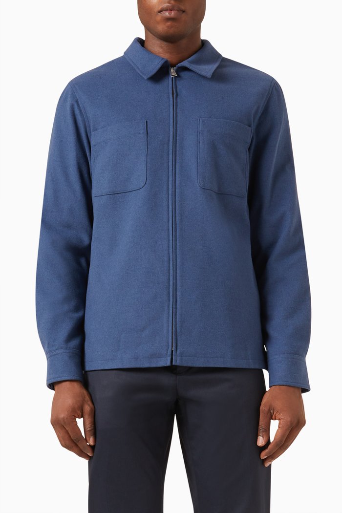 

Zipped Overshirt in Wool-blend, Blue