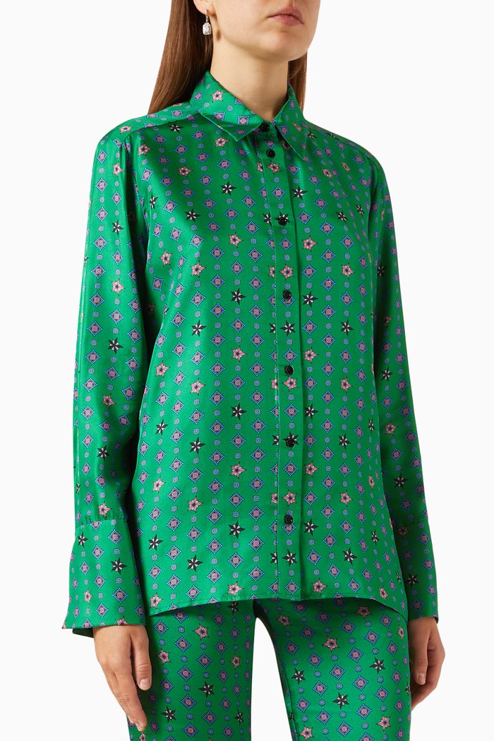 

Printed Shirt in Silk, Green