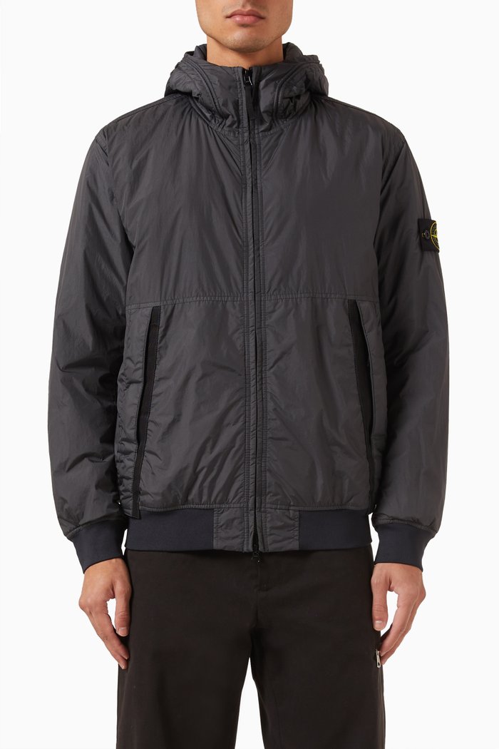 

Zip-up Hooded Jacket in Recycled Nylon, Grey