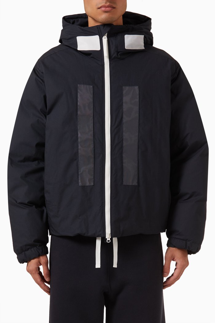 Logo Hooded Down-filled Jacket in Poplin, Blue