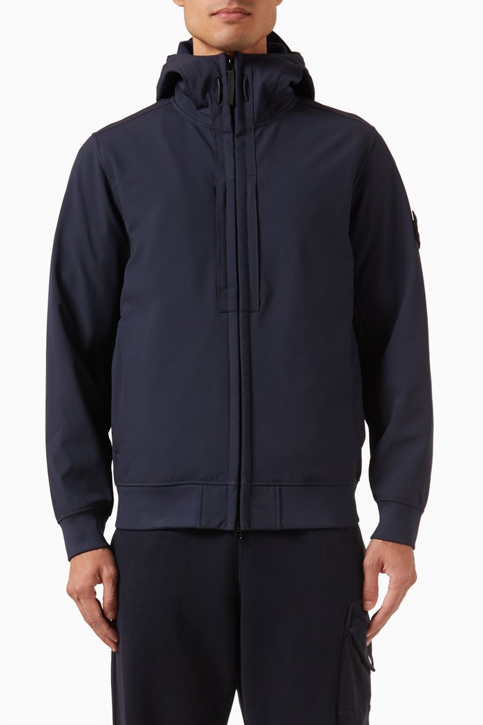 

Zip-up Hooded Jacket in Stretch-canvas, Blue
