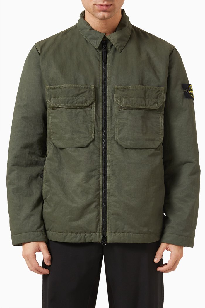 

Zip-up Shirt Jacket in Nylon-twill, Green