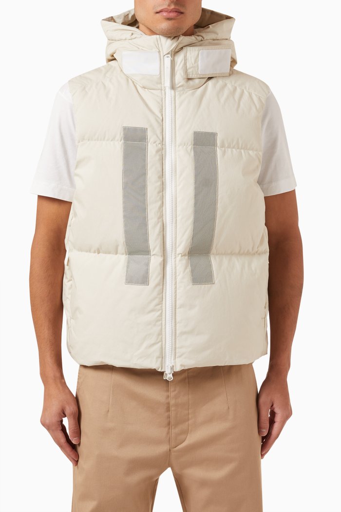 

Logo Hooded Down-filled Vest in Poplin, Neutral