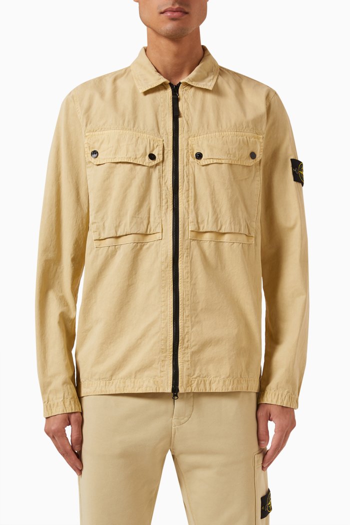 

Overshirt in Brushed Organic-cotton Canvas, Neutral