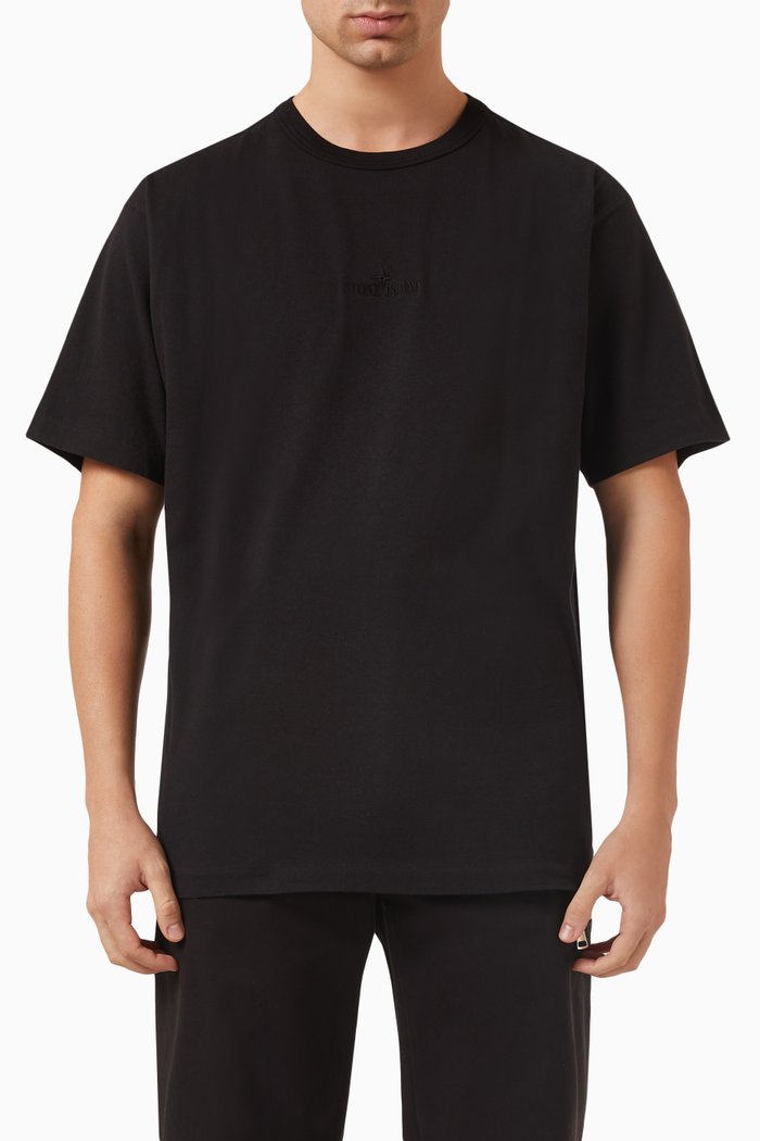 

Tonal Logo T-shirt in Cotton Jersey, Black