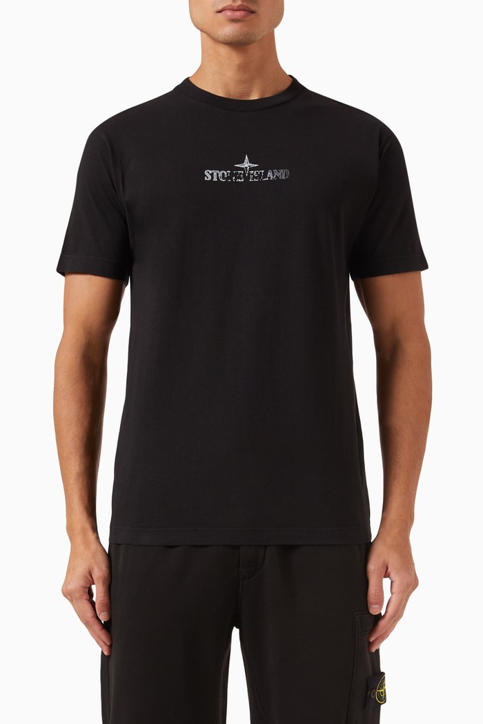 

Stamp One' Print T-shirt in Cotton-jersey, Black