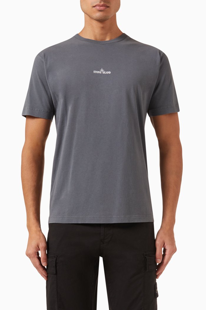 

Stamp Two' Print T-shirt in Cotton-jersey, Grey