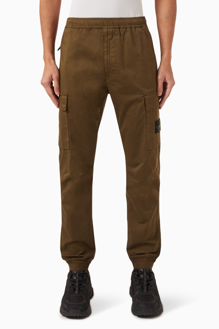 

Cargo Pants in Stretch Cotton-wool Satin, Green