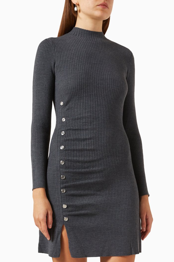 

Risnap Mini Dress in Wool-blend Knit, Grey