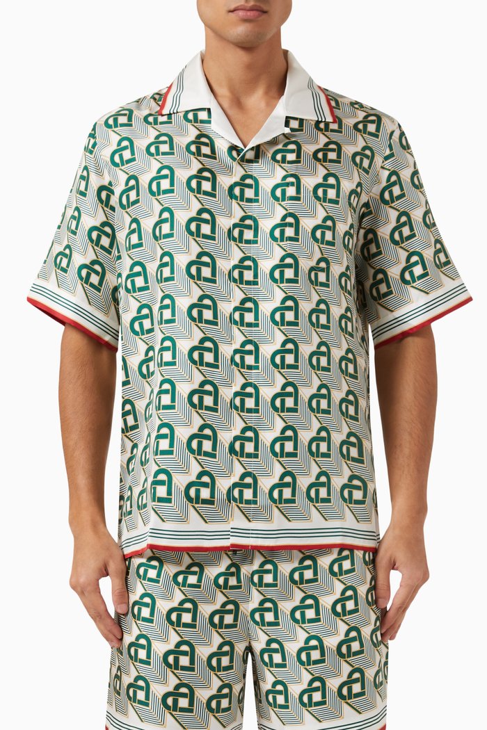 

Cityscape Rainbow Monogram Shirt in Silk-satin, Multicolour
