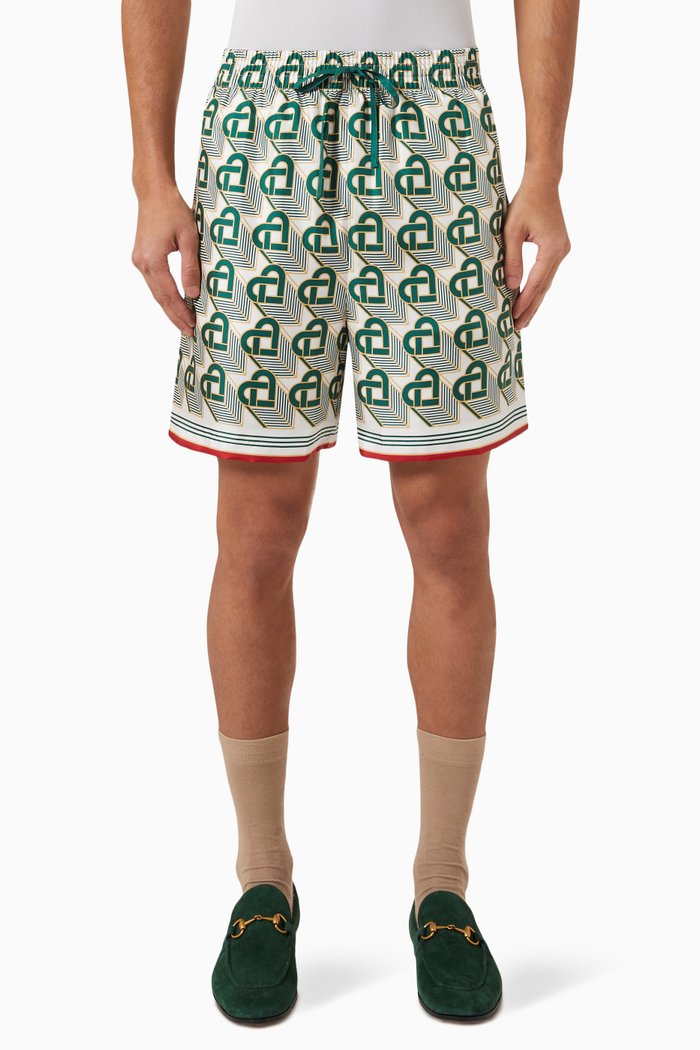 

Heart Monogram Shorts in Silk, Multicolour