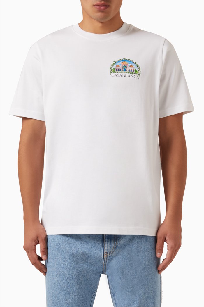 

Vue De Damas T-shirt in Cotton Jersey, White