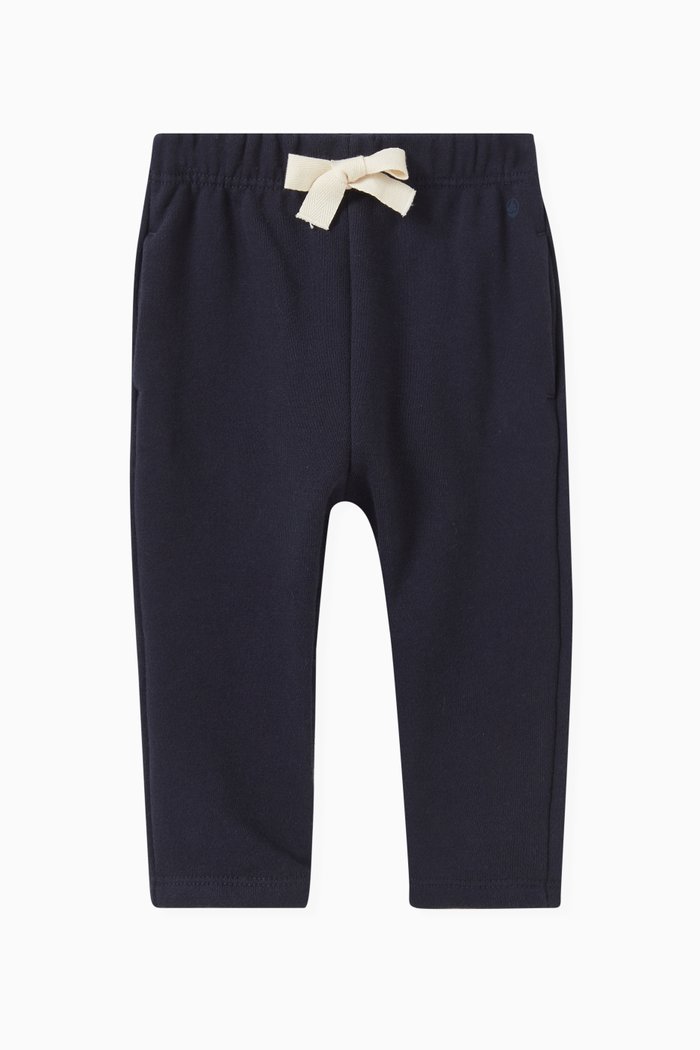 

Embroidered Logo Pants in Cotton Fleece, Blue