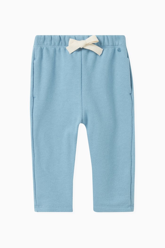 

Embroidered Logo Pants in Cotton Fleece, Blue