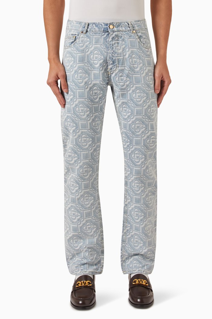 

Monogram Straight-fit Jeans in Denim, Blue