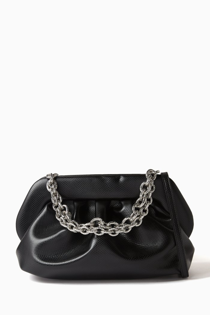 

Bios Clutch Bag in Snake-embossed Apple Fabric, Black