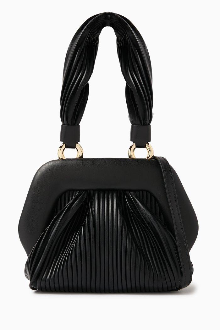 

Mini Gea Top-handle Clutch Bag in Pisse Vegan Fabric, Black