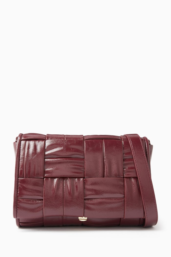 

Small Feronia Shoulder Bag in Vegan Leather, Burgundy