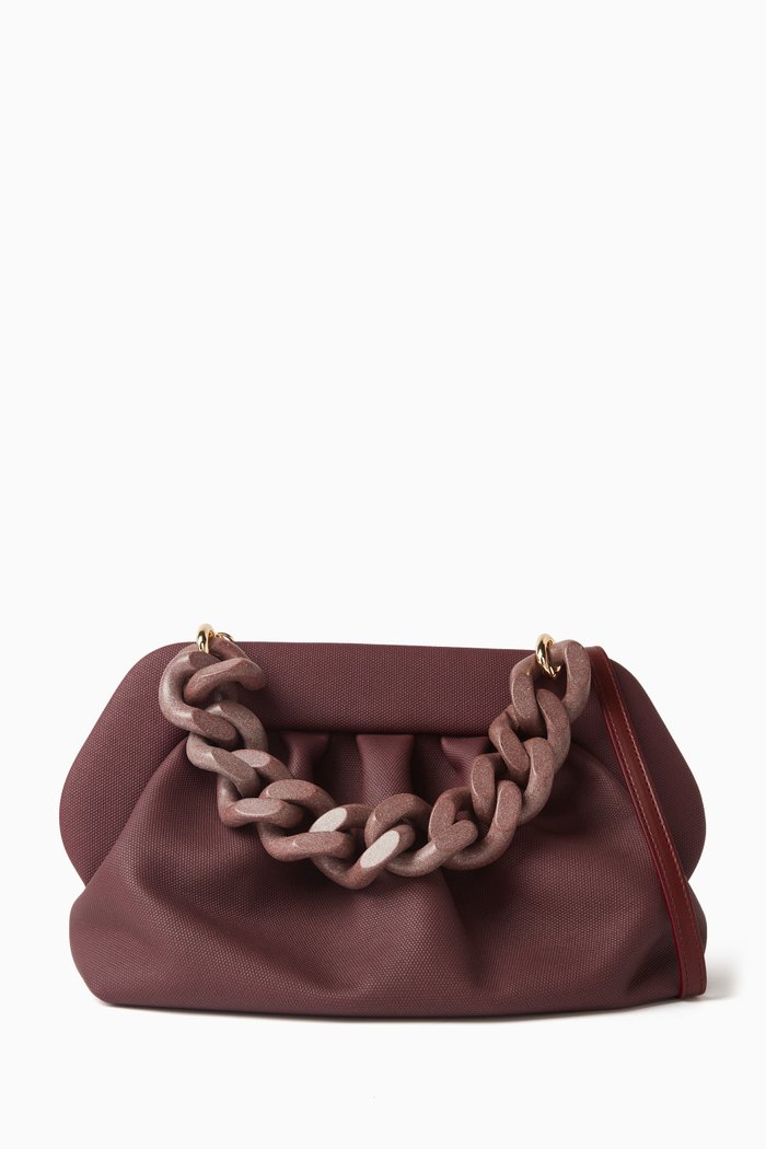

Bios Clutch Bag in Canvas-texture Vegan Fabric, Burgundy