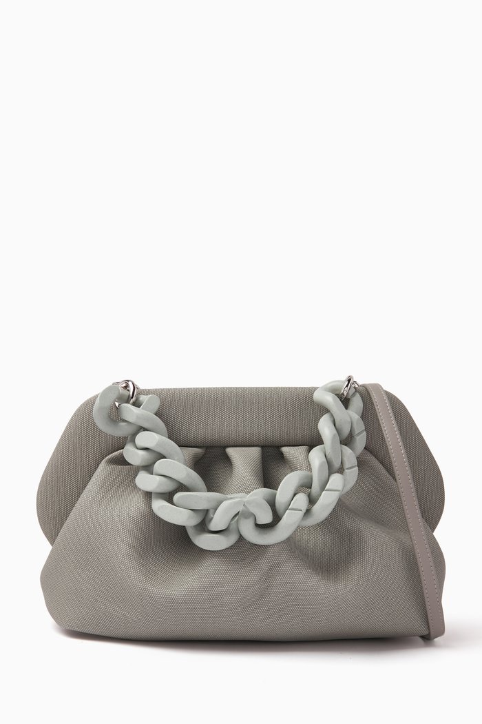 

Bios Clutch Bag in Canvas-texture Vegan Fabric, Grey
