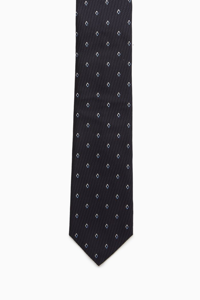 

Jacquard Pattern Tie in Silk, Blue